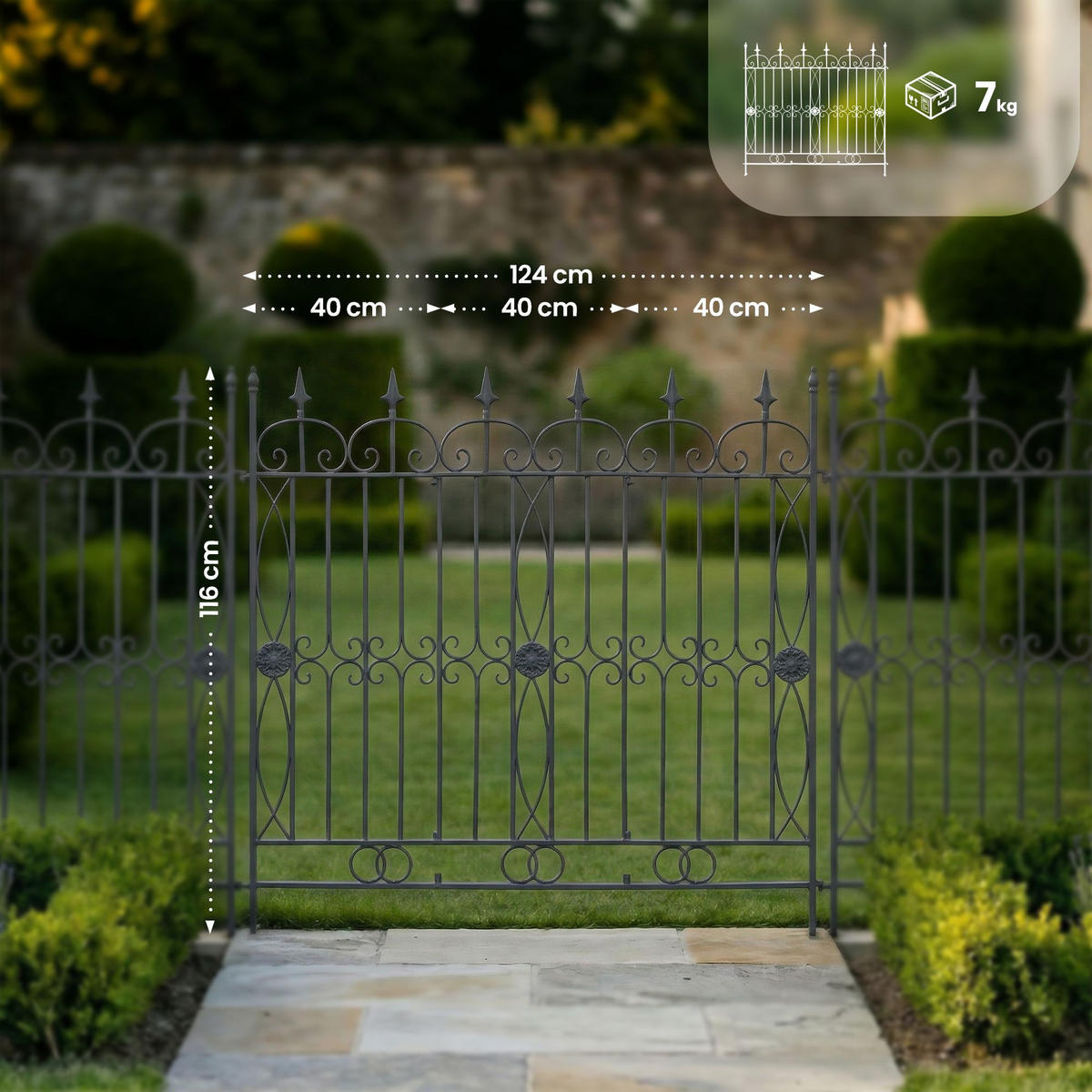 GARTENZAUN Metall Anthrazit - Anthrazit, Metall (124/116cm) - CLP