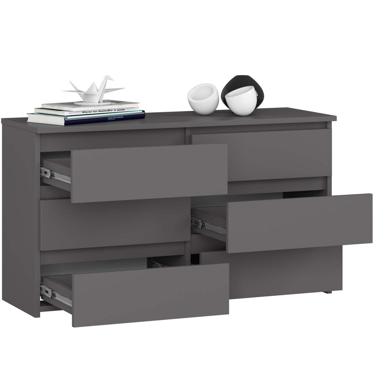 KOMMODE Graphit Grau 57/100/35 - Graphitfarben, Holzwerkstoff (100/57/35cm) - RAUMHIRSCH FURNITURE