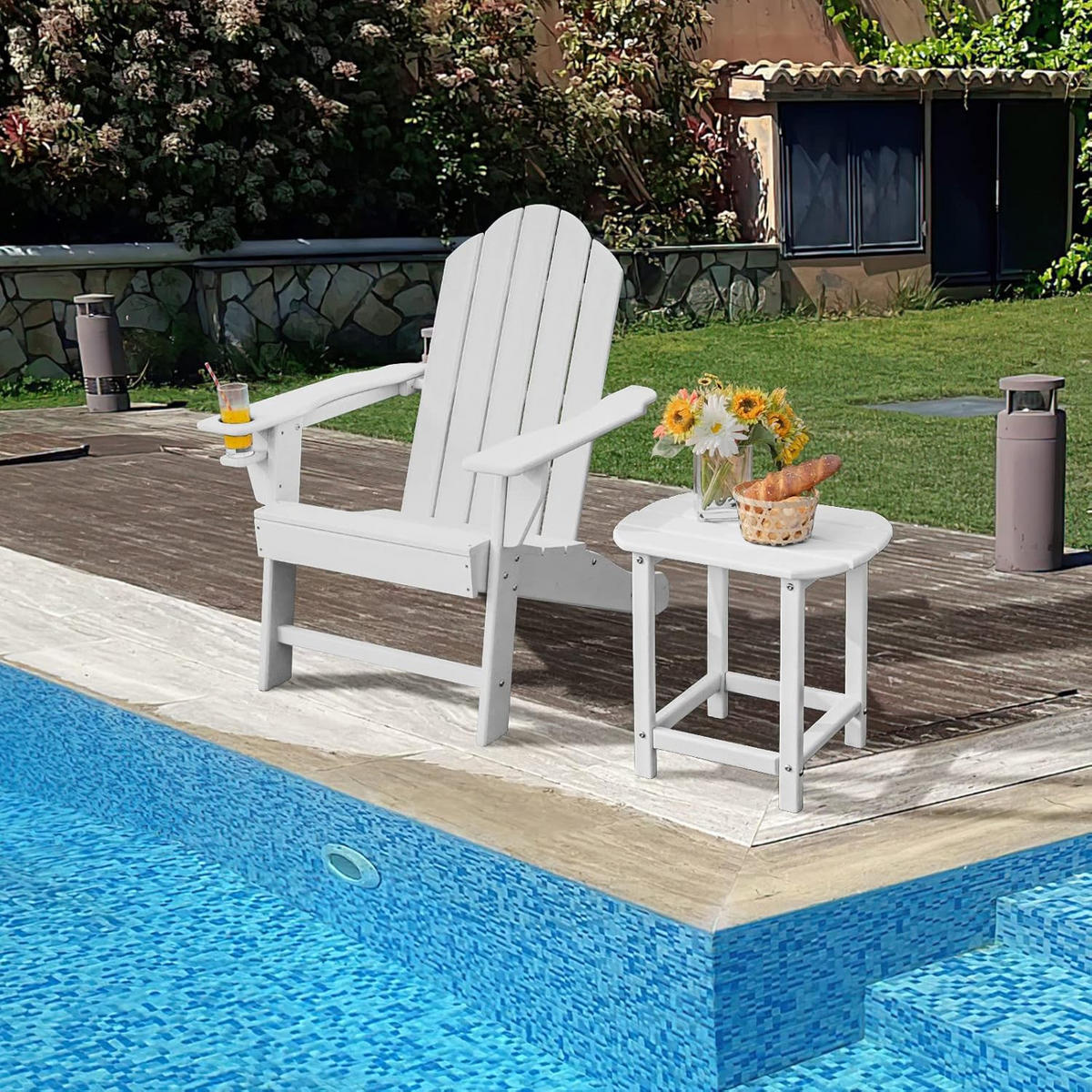 GARTENSTUHL Adirondack Weiß - Weiß, Kunststoff (89/99/78cm) - COSTWAY