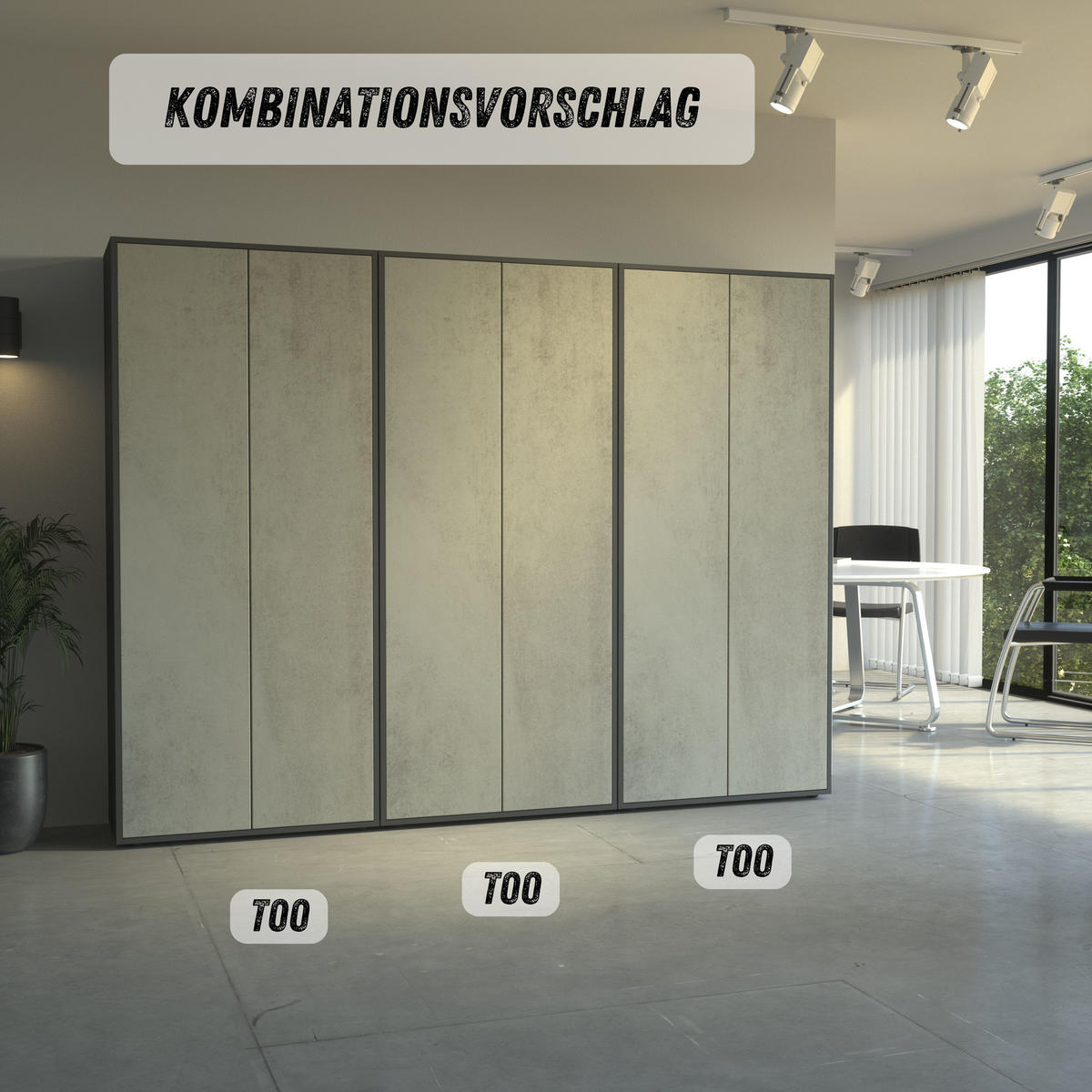 AKTENSCHRANK Amira T00 Beton Oxid 180/80/40 cm - Hellgrau, Holzwerkstoff (80/180/40cm) - SIMPLYFURN