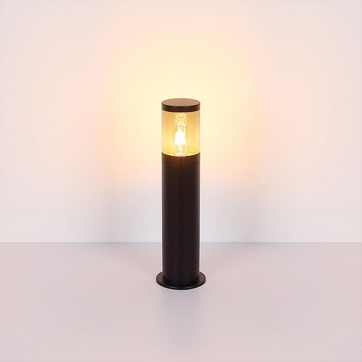 LED AUSSENLEUCHTE XELOO Edelstahl Schwarz - Schwarz, Metall (14/14/50cm) - Globo Lighting