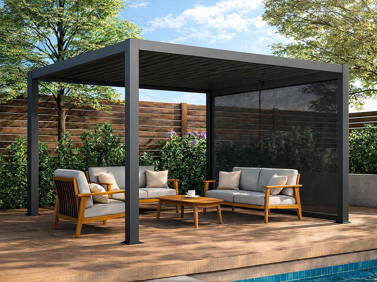 ZUBEHÖR für Terrassenüberdachung, Pergola und Pavillon - 280cm x 8.7cm - Polyester - anthrazitgrau - COSMA - Anthrazit, Textil (280/234/8.7cm) - Vente-Unique