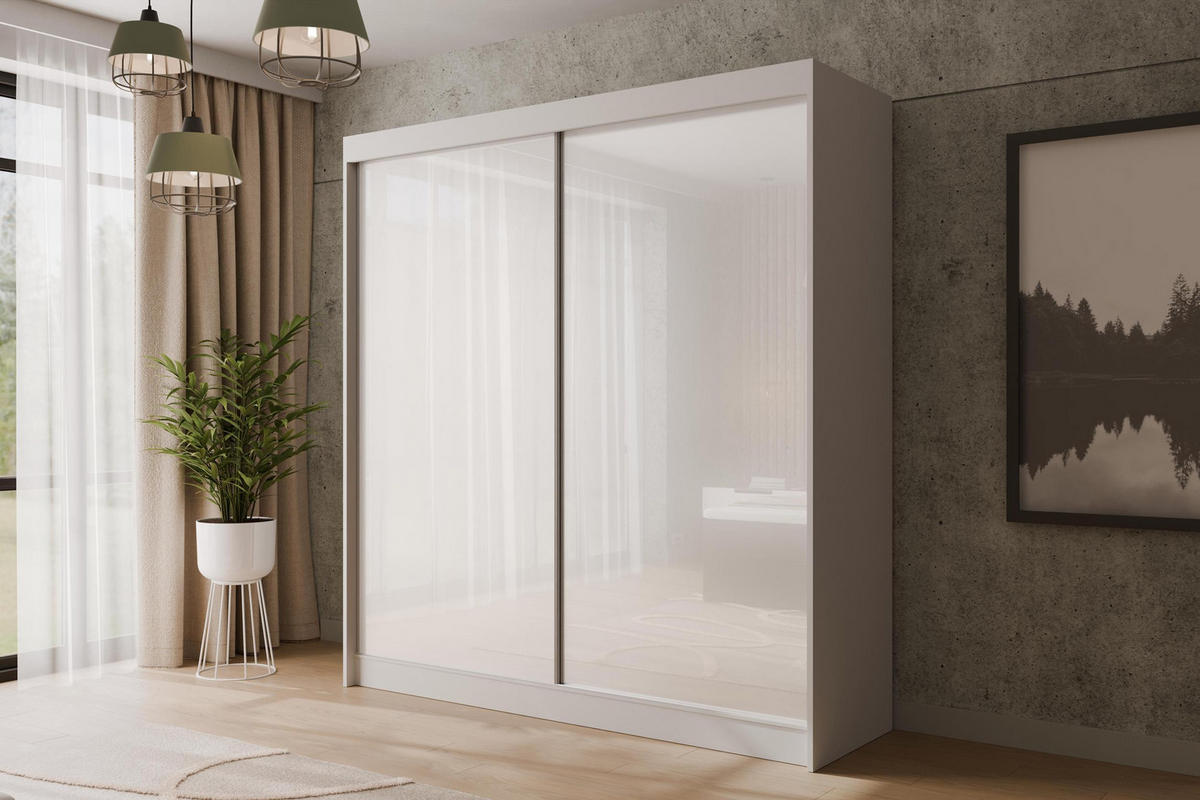 KLEIDERSCHRANK PEKA - 200 cm - Weiß - Weiß, Holzwerkstoff (200/215/61cm) - ALTDECOR