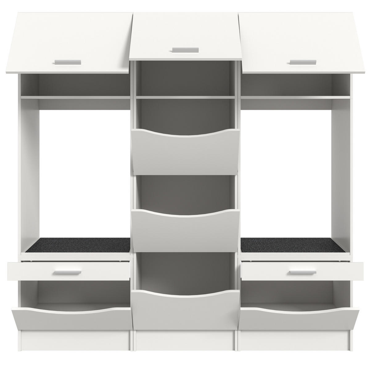 WASCHMASCHINENSCHRANK weiß Set 3-teilig, Waschmaschinenumbau 192 cm mit viel Stauraum - Silberfarben/Weiß, Glas/Holzwerkstoff (192/196/68cm) - Inn.Furn