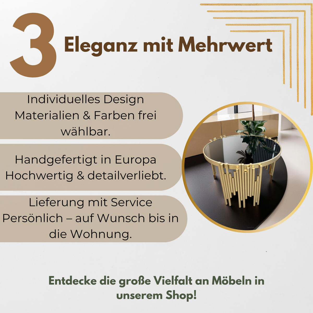 DESIGNER-COUCHTISCH Rund – Skulpturales Design trifft maßgefertigte Handwerkskunst - Goldfarben, Metall (91/91/45cm) - Fortisline