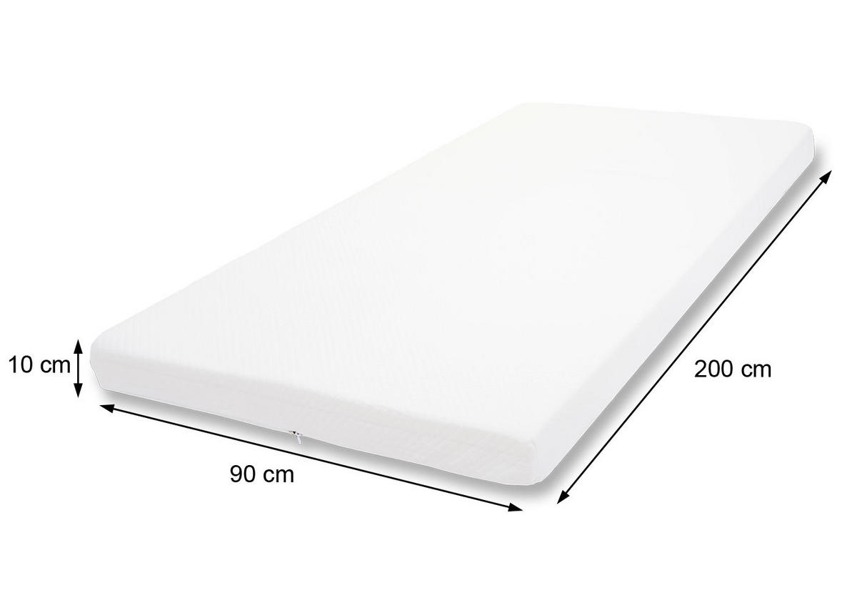 MEMORYFOAM-MATRATZENTOPPER 10CM Weiß - Weiß, Textil (200/90/10cm) - MCW