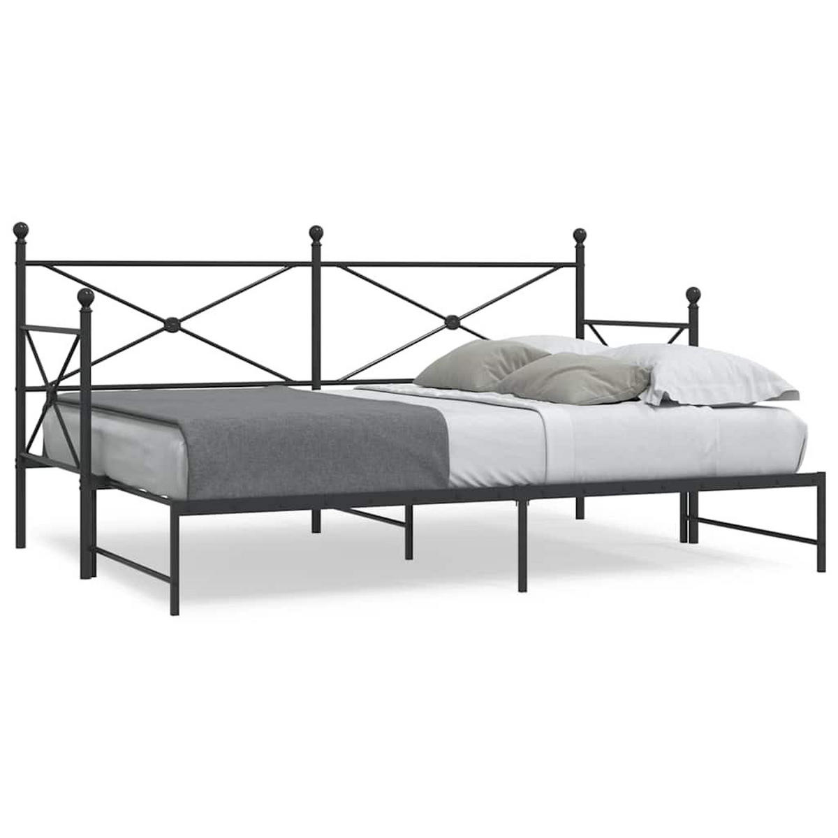 TAGESBETT Ausziehbar Ohne Matratze Schwarz 90/200 Cm Stahl - Schwarz, Metall (90/200cm) - vidaXL
