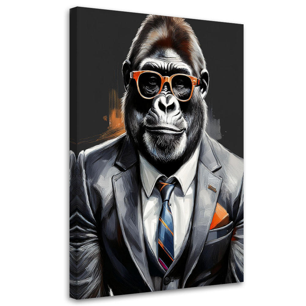 WANDBILD gorilla tier pop art - Grau, Textil (40/60cm) - Feeby