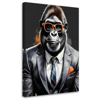 WANDBILD gorilla tier pop art - Grau, Textil (40/60cm) - Feeby