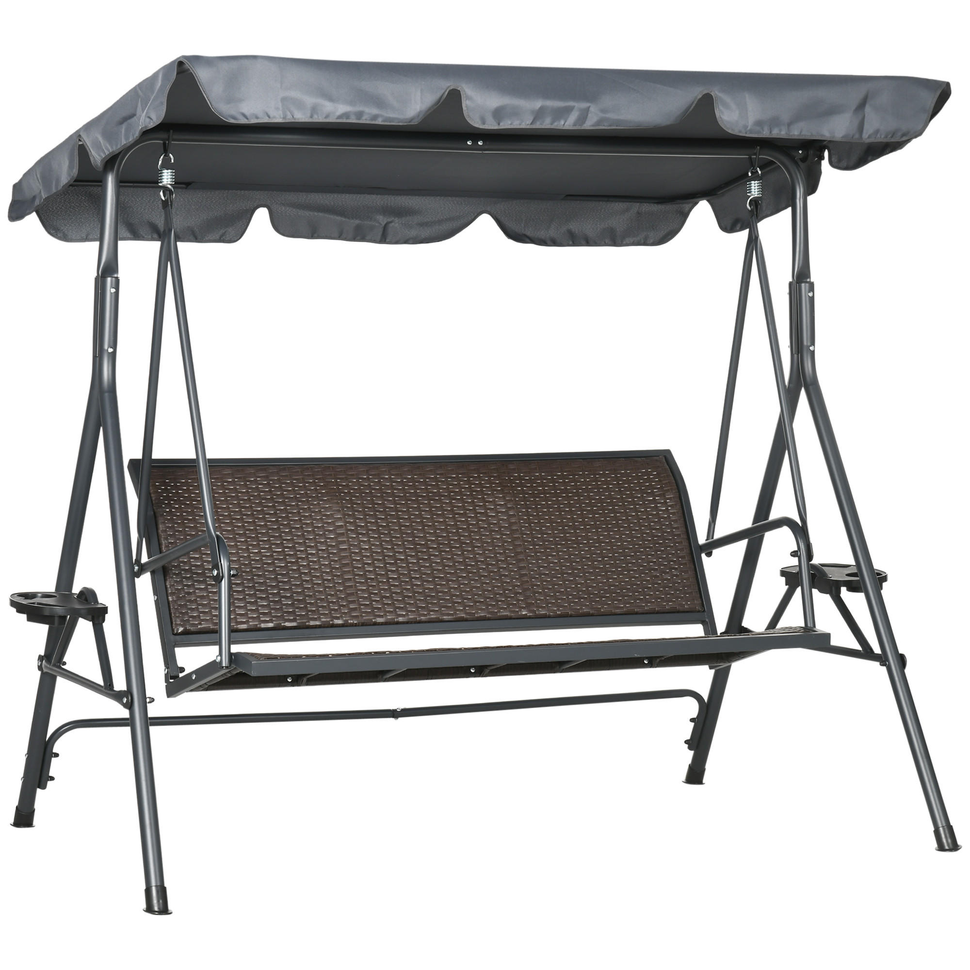 GARTENSCHAUKEL mit Rattan- und Stahlrahmen, ohne - Grau, Metall (53/14/135cm) - Vallsero