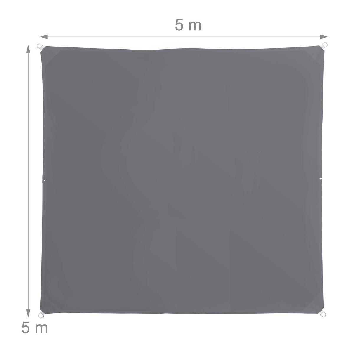 SONNENSEGEL - Anthrazit, Textil/Metall (500/500cm) - Relaxdays