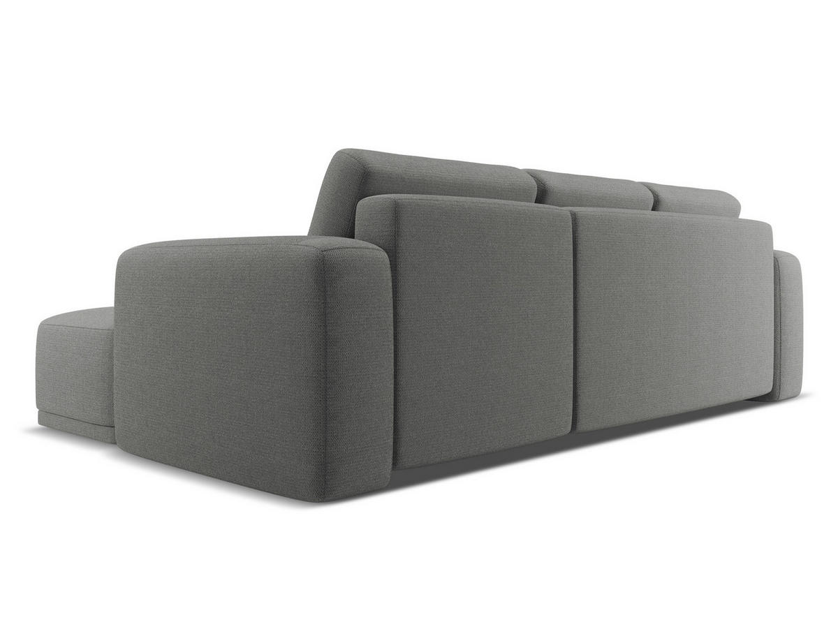 ECKSOFA mit Schlaffunktion Chenille Stoff Grau - Schieferfarben/Schwarz, Kunststoff/Textil (258/160cm) - Makamii