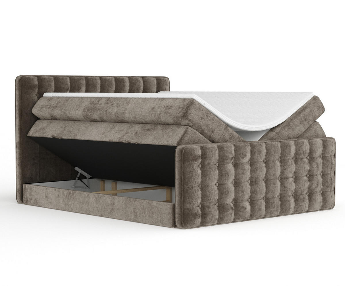 BOXSPRINGBETT Velouria Braun 140/200 cm - Schwarz/Braun, Holz/Holzwerkstoff (140/200cm) - Maison de Reve