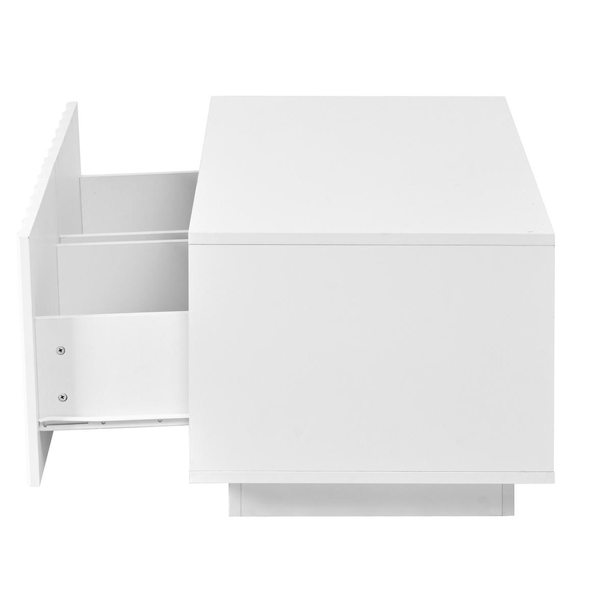COUCHTISCH Wellenmuster 2 Schubladen modern Stauraum - Weiß, Holzwerkstoff (100/50/40cm) - FLIEKS