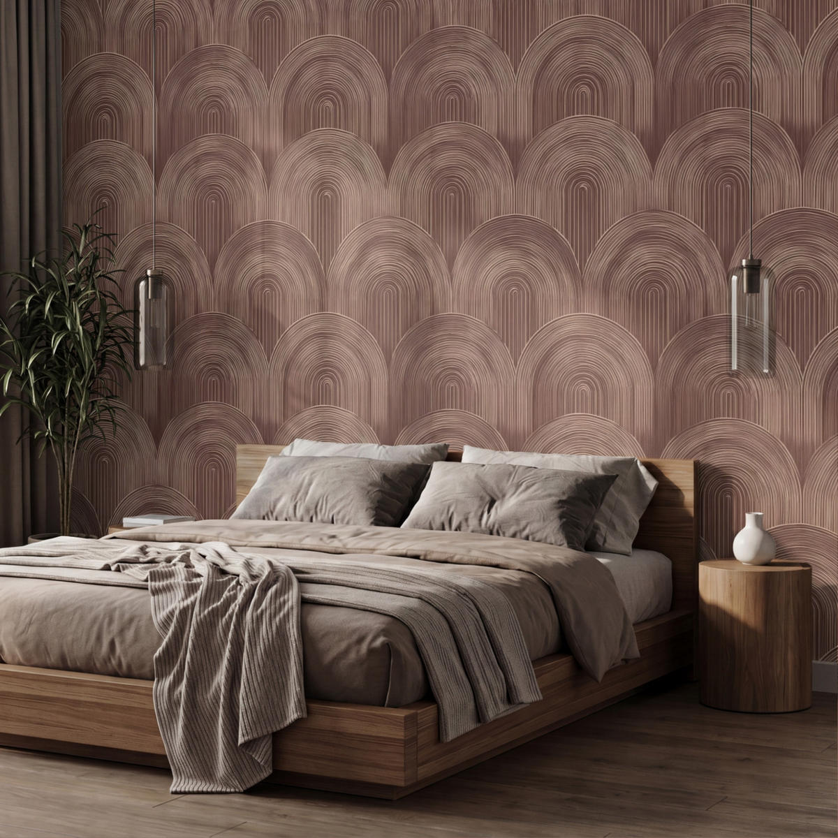 TAPETE - Rhythmic - Aufschlag - Braun - 450x260 cm - Dunkelbraun, Papier (450/260cm) - OnlyWow