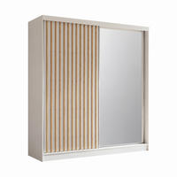 KLEIDERSCHRANK Lumil 200 cm Weiß Spiegel Griffe silber - Weiß, Holzwerkstoff (200/216/61cm) - KS Home Concept