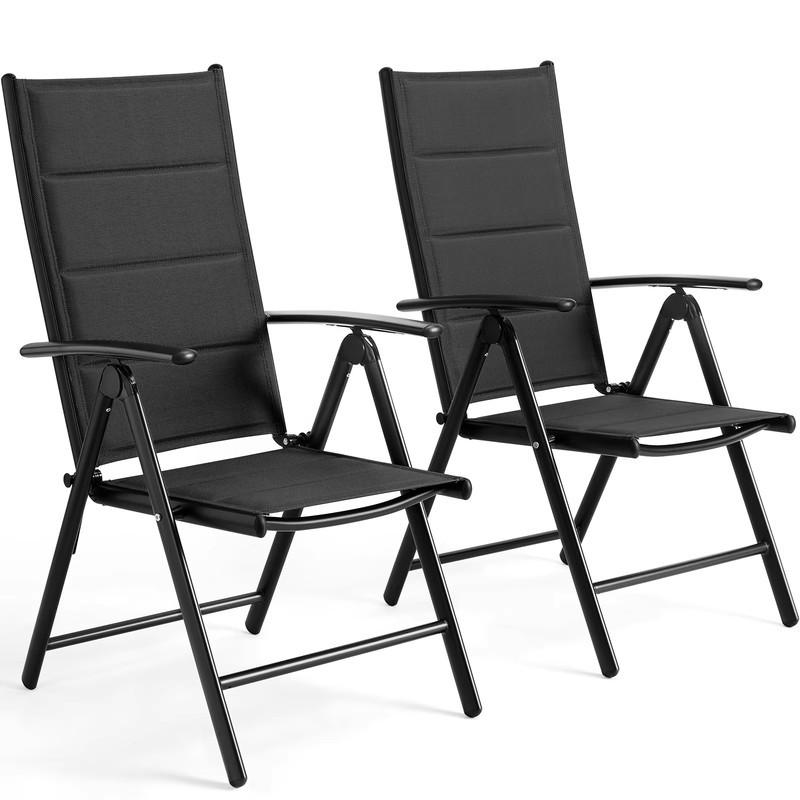 GARTENSTÜHLE, klappbar, 2er-Set - Schwarz, Metall (52/65cm) - CLTYQ