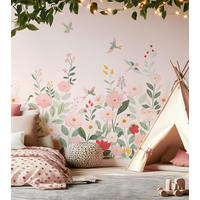 PANORAMA-VLIESTAPETE Blumengarten 2 x 2,48 m, rosa - Pink/Rosa, Papier (200/248cm) - Lilipinso