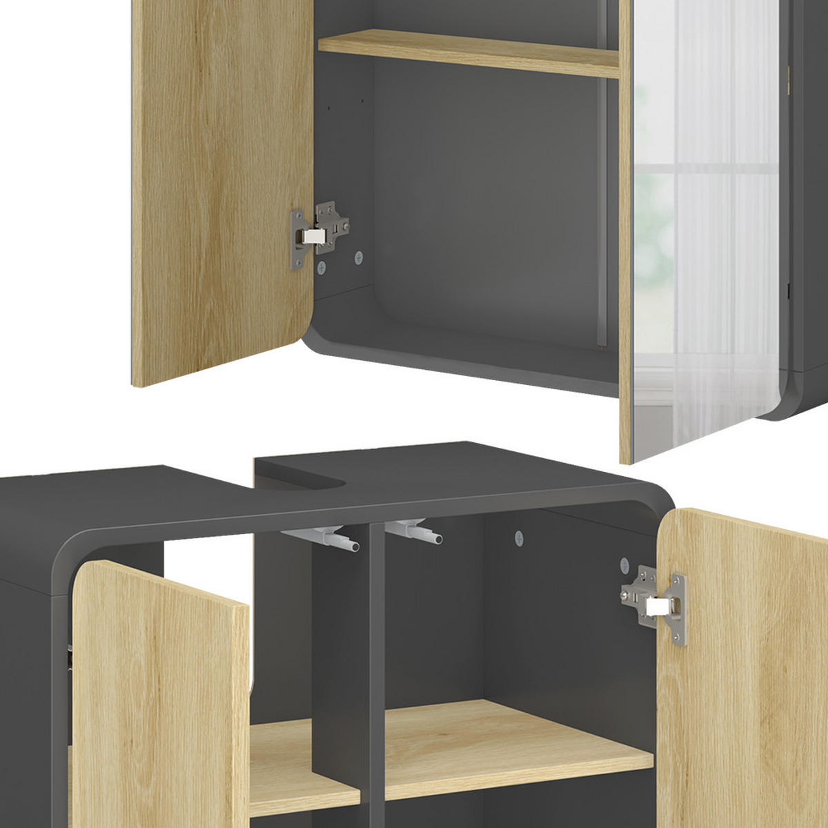 KOUPELNOVÝ NÁBYTEK Arla Antracit/dub - antracitová/barva dubu, kompozitní dřevo (60/61/30cm) - Vicco