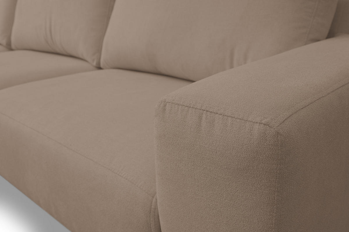 ECKSOFA Aspen in L-Form, Coach Farbe: Braun, Velourstoff, Ottomane Links - Braun, Textil (187/312cm) - VENASI MÖBEL