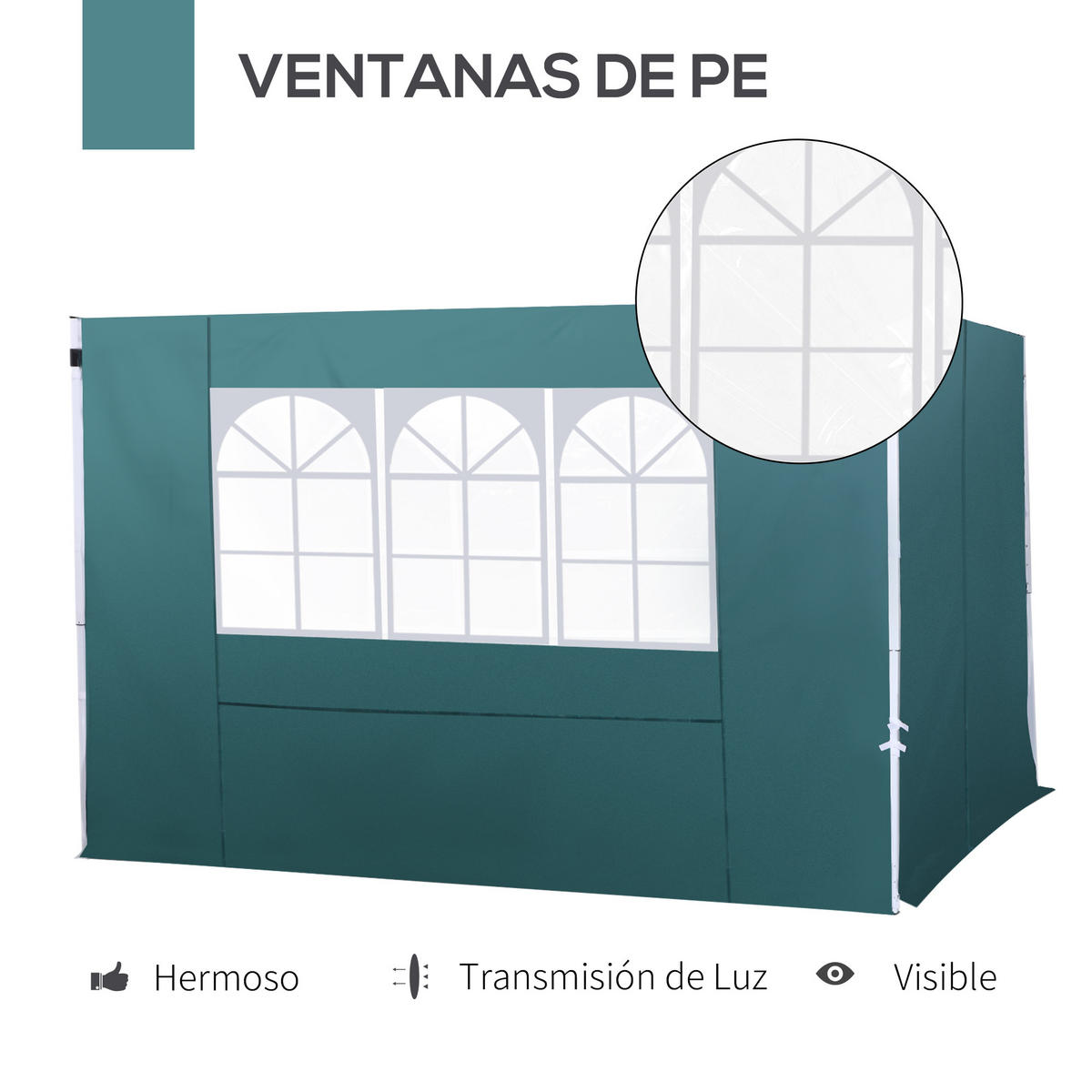 PAVILLON-SEITENTEIL Grun 1 Stück - Grün, Naturmaterialien (295/200cm) - GiPP