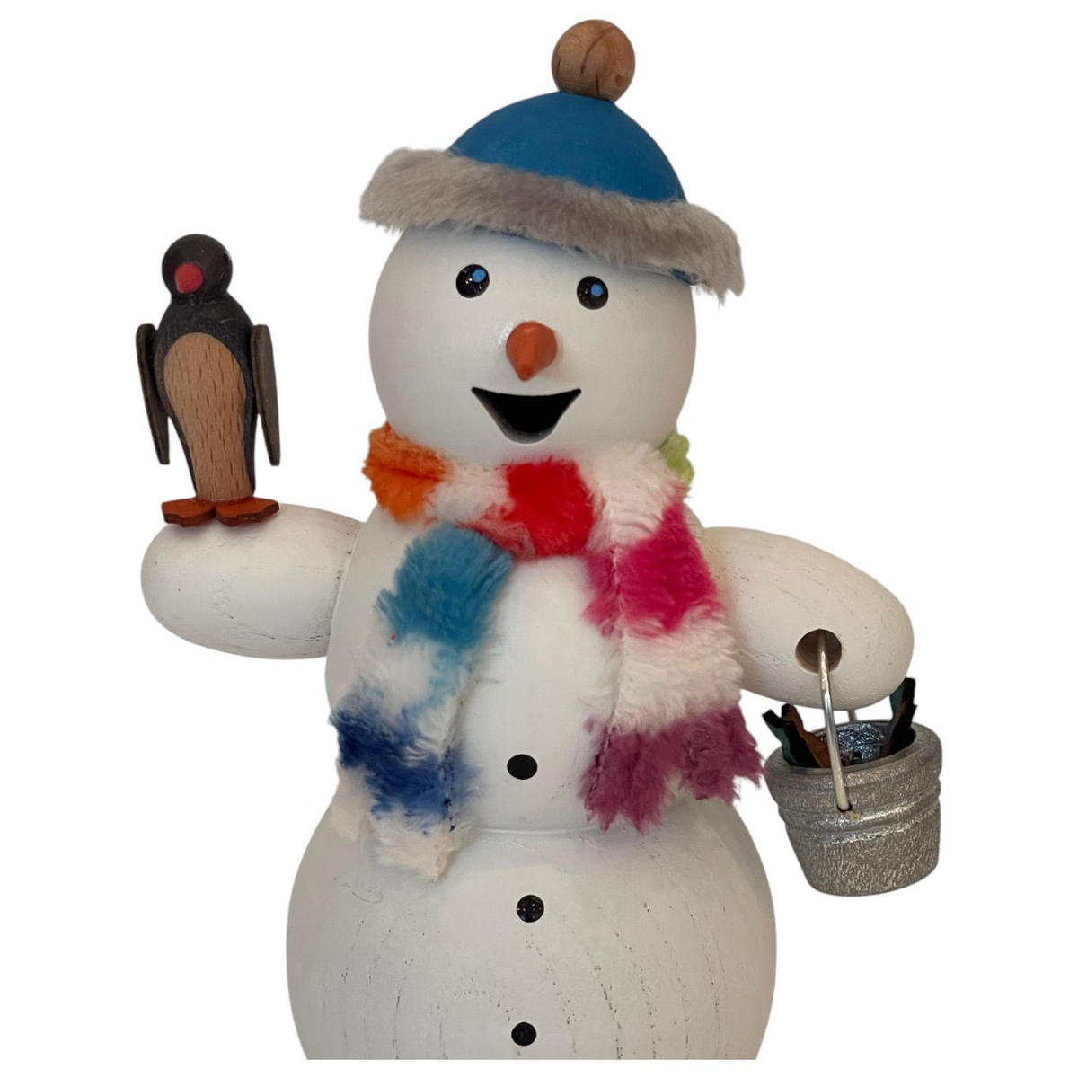 RÄUCHERFIGUR Räuchermännchen Schneemann mit Pinguin 13 cm - Multicolor, Holz (6/13/10cm)
