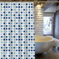 DUSCHVORHANG Blau 180 x 180 cm mit Haken Badezimmer - Multicolor, Kunststoff (180/180cm) - MCBOSON
