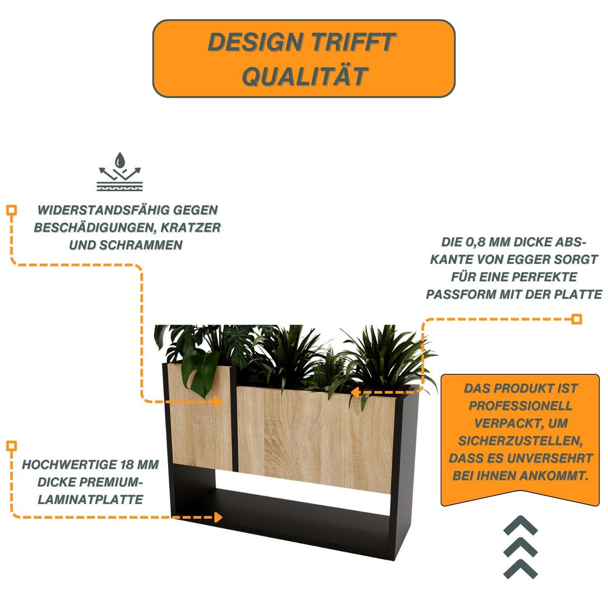 BLUMENKASTEN - Sonoma Eiche, Holzwerkstoff (23/45/65cm) - RAUMHIRSCH FURNITURE