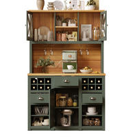 BUFFET 120/45/188 cm antikgrün aus MDF und Glas mit LED - Dunkelgrün, Holzwerkstoff (120/188/45cm) - OKWISH