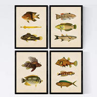 POSTER Set mit 4 Ostsee 11 verschiedenen Fischen A4 Rahmenlos - Klar, Papier (29.7/3cm) - Nacnic