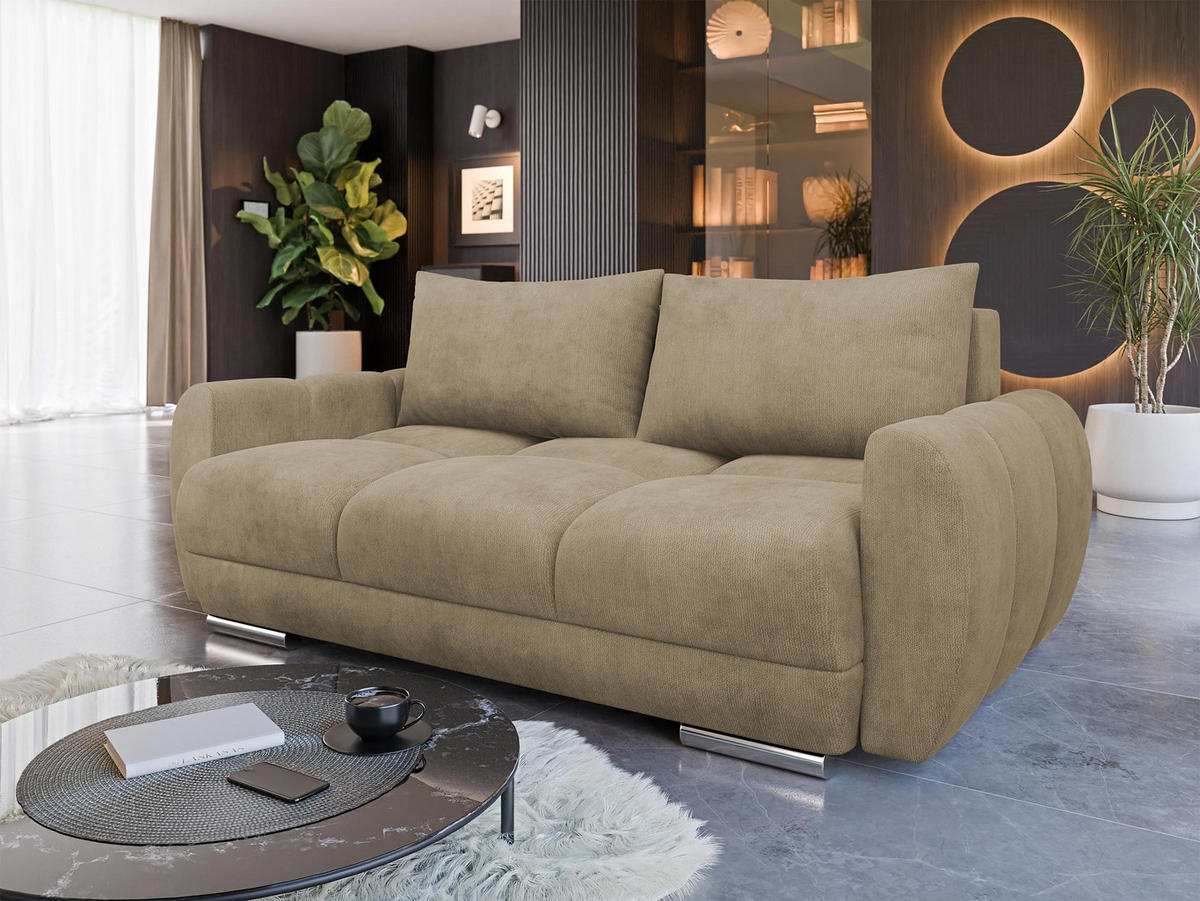 SOFA Logo 2 - Beige/Silberfarben, Holz/Kunststoff (186/89/97cm) - MIRJAN24
