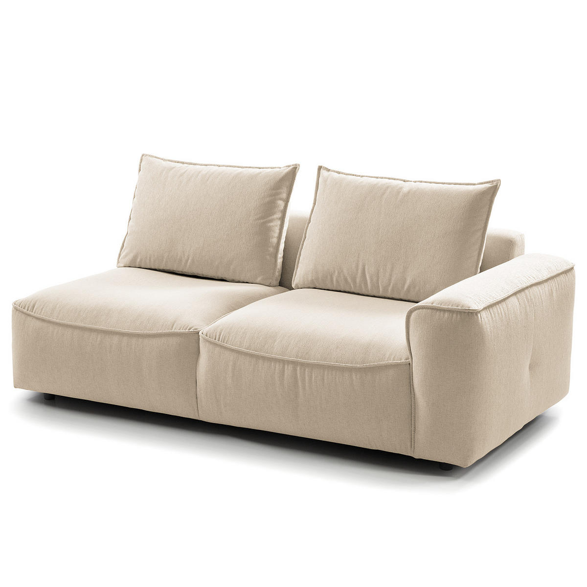 2,5-SITZER SOFA - modular - Beige/Schwarz, Holz/Kunststoff (189/80/99cm) - home24