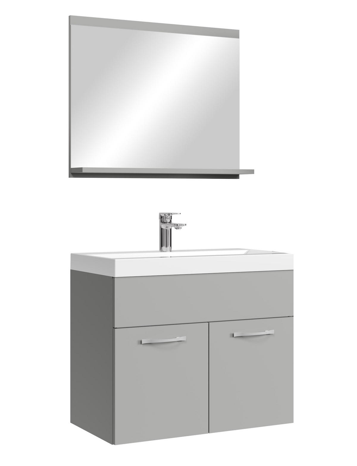 BADMÖBEL-SET Montreal 3 Teile Grau Matt - 60 x 35 x 51 cm - Grau, Holz (60/51/35cm) - Badplaats