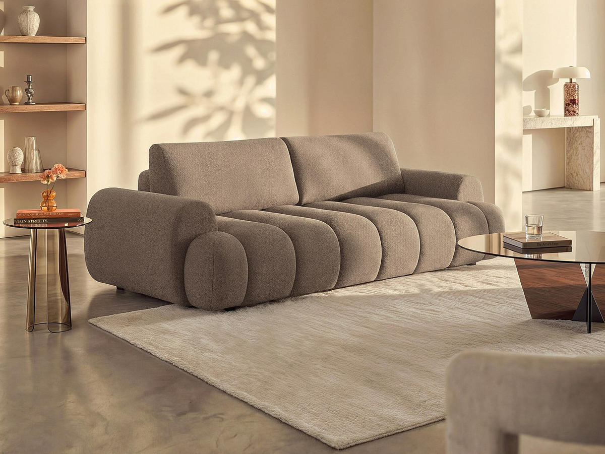 SCHLAFSOFA - 4 Personen - stoff - taupe Fridora - Taupe, Textil (263/81/110cm) - Vente-Unique