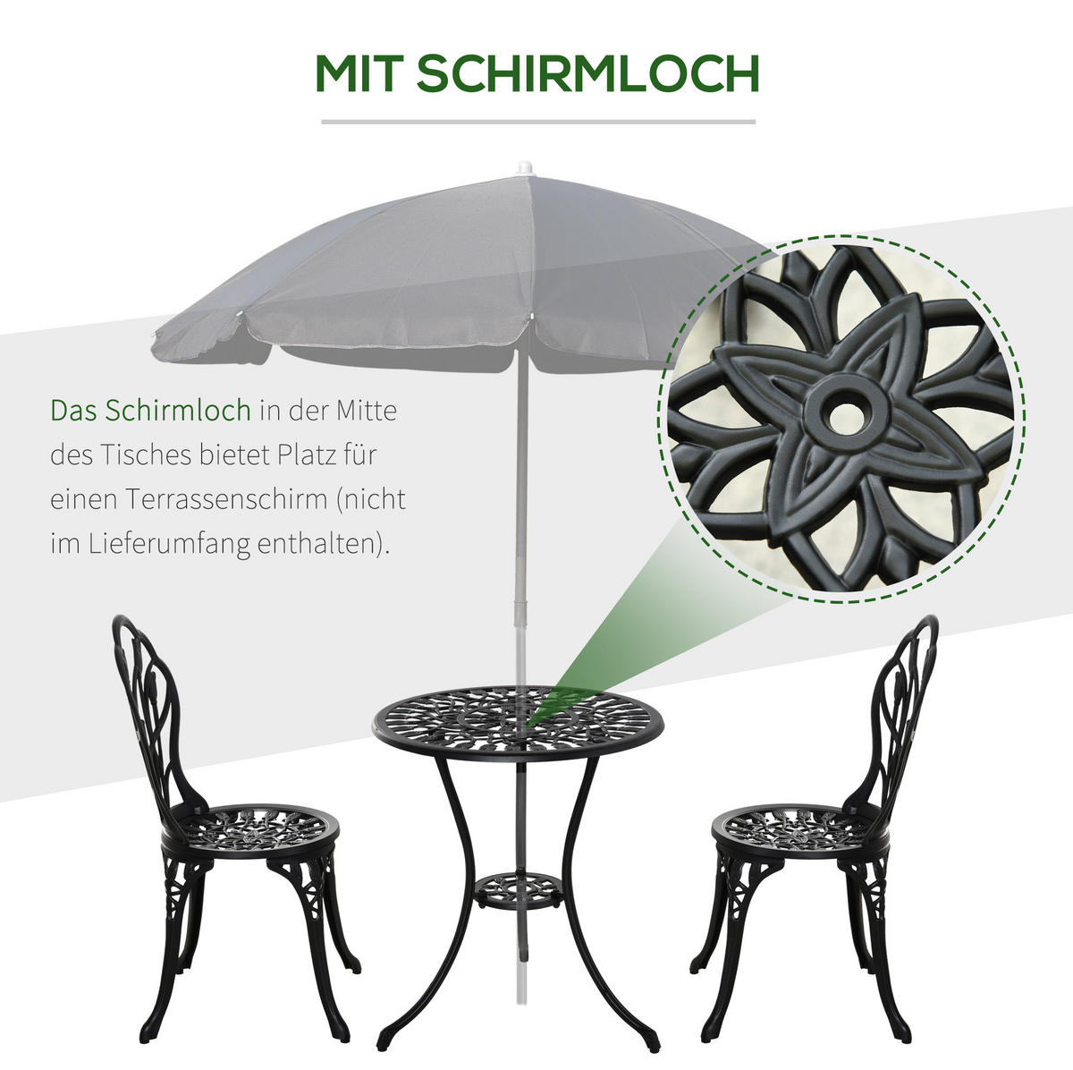 GARTENSET 60/67 cm Schwarz aus Aluminium 3er Set - Schwarz, Metall - OKMYHOME