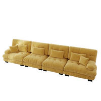 ECKSOFA 406/77/81 cm gelb aus Chenille mit Tiefensitz und modularem Komfort - Gelb, Textil (77/406cm) - OKWISH