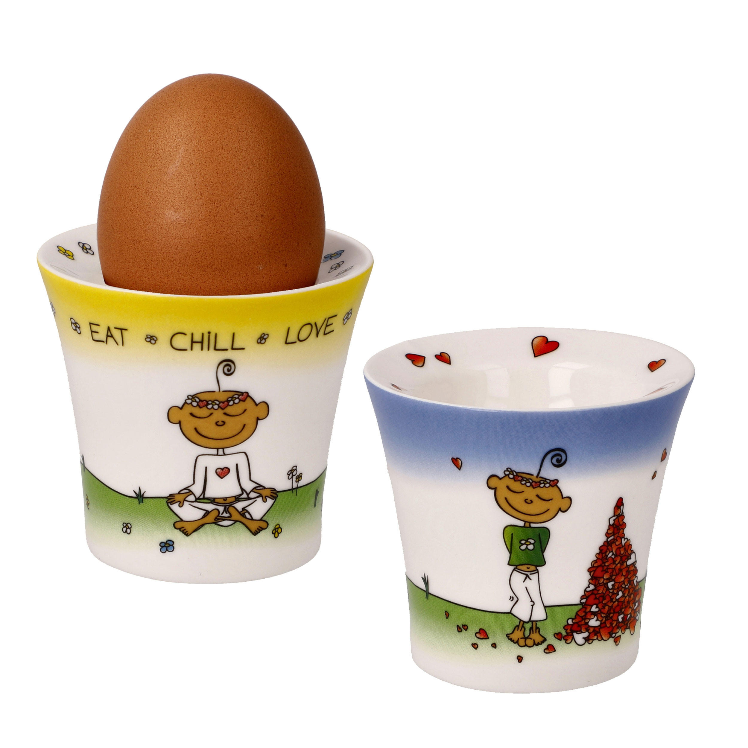 EIERBECHER 2er Set - Der kleine Yogi, New Bone China, Bunt - Multicolor, Keramik (6.5/6/6.5cm) - Goebel