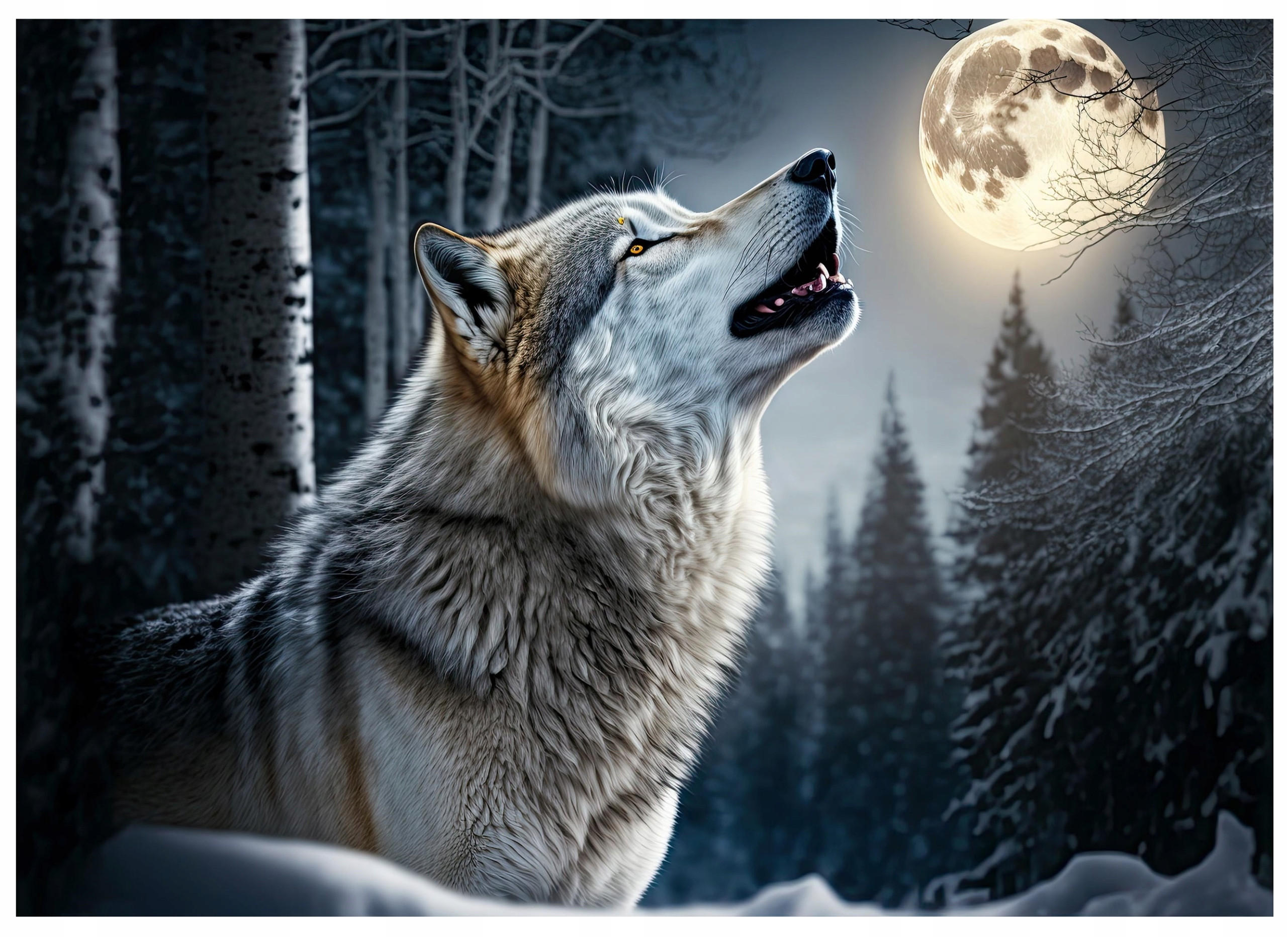 FOTOTAPETE Wolf Wald Tiere 400x280 - Multicolor, Papier (400/280cm) - Wallarena