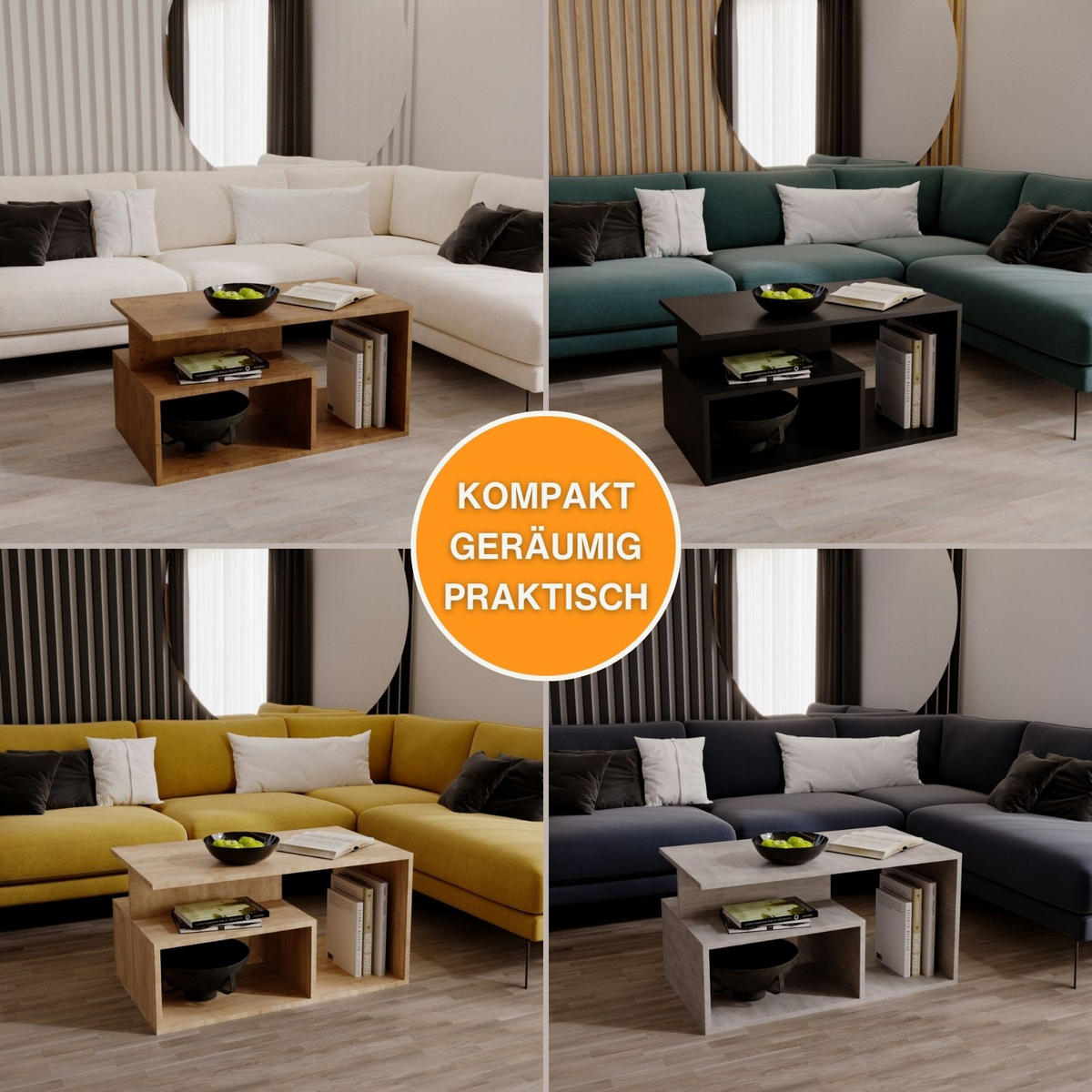 COUCHTISCH Holzwerkstoff rechteckig stabil Retro 44/50/90cm - Nussbaumfarben, Holzwerkstoff (50/90/44cm) - CraftPAK