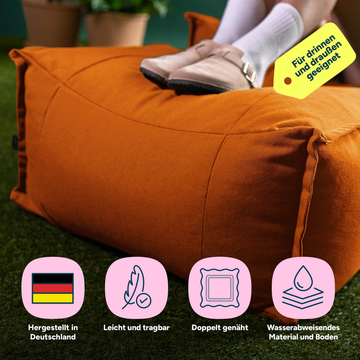 HOCKER Outdoor Bud - Orange, Textil (67/34/45cm) - icon