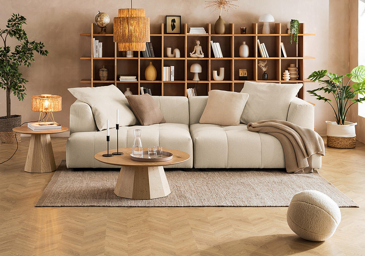 BIGSOFA - Beige/Schwarz, Holz/Kunststoff (270/72/93cm) - home24