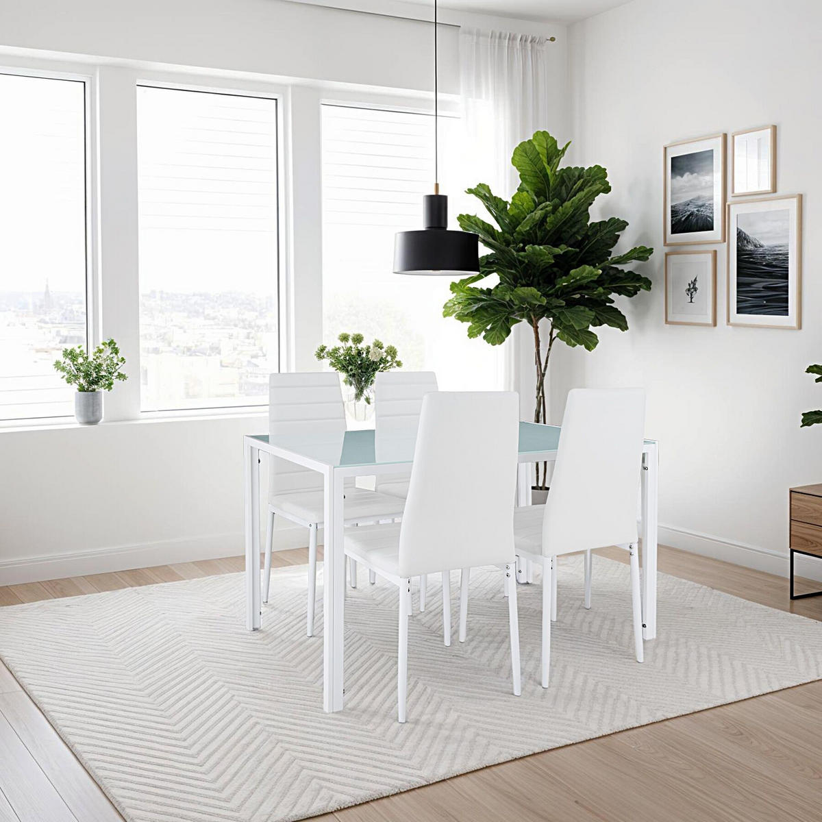 ESSZIMMERGRUPPE 5-teilig Berlin weiß - Weiß, Metall (70/75/120cm) - tectake