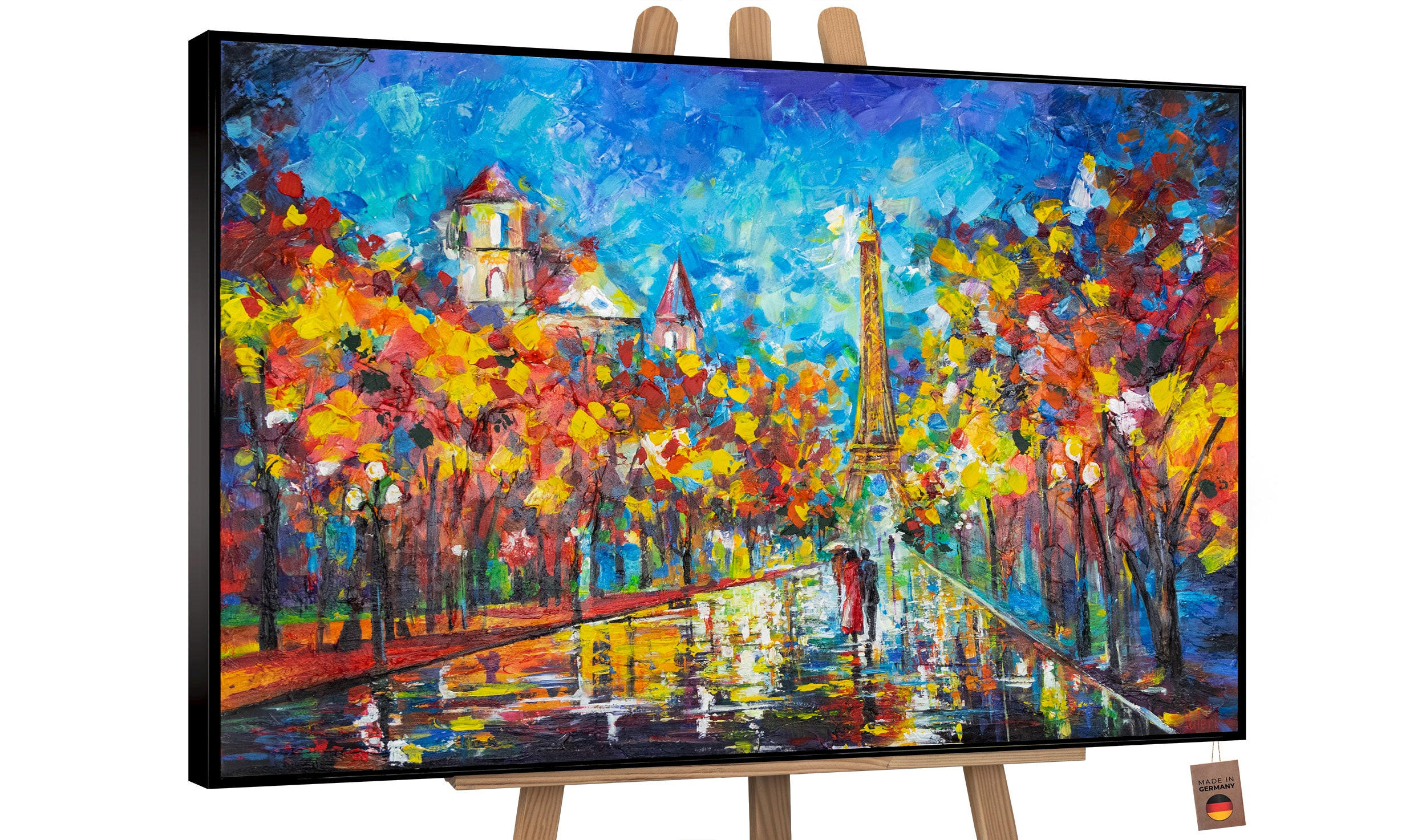 GEMÄLDE Nachts in Paris Schattenfugenrahmen Schwarz 120x80 cm - Schwarz, Holz (120/80cm) - YS-art gallery