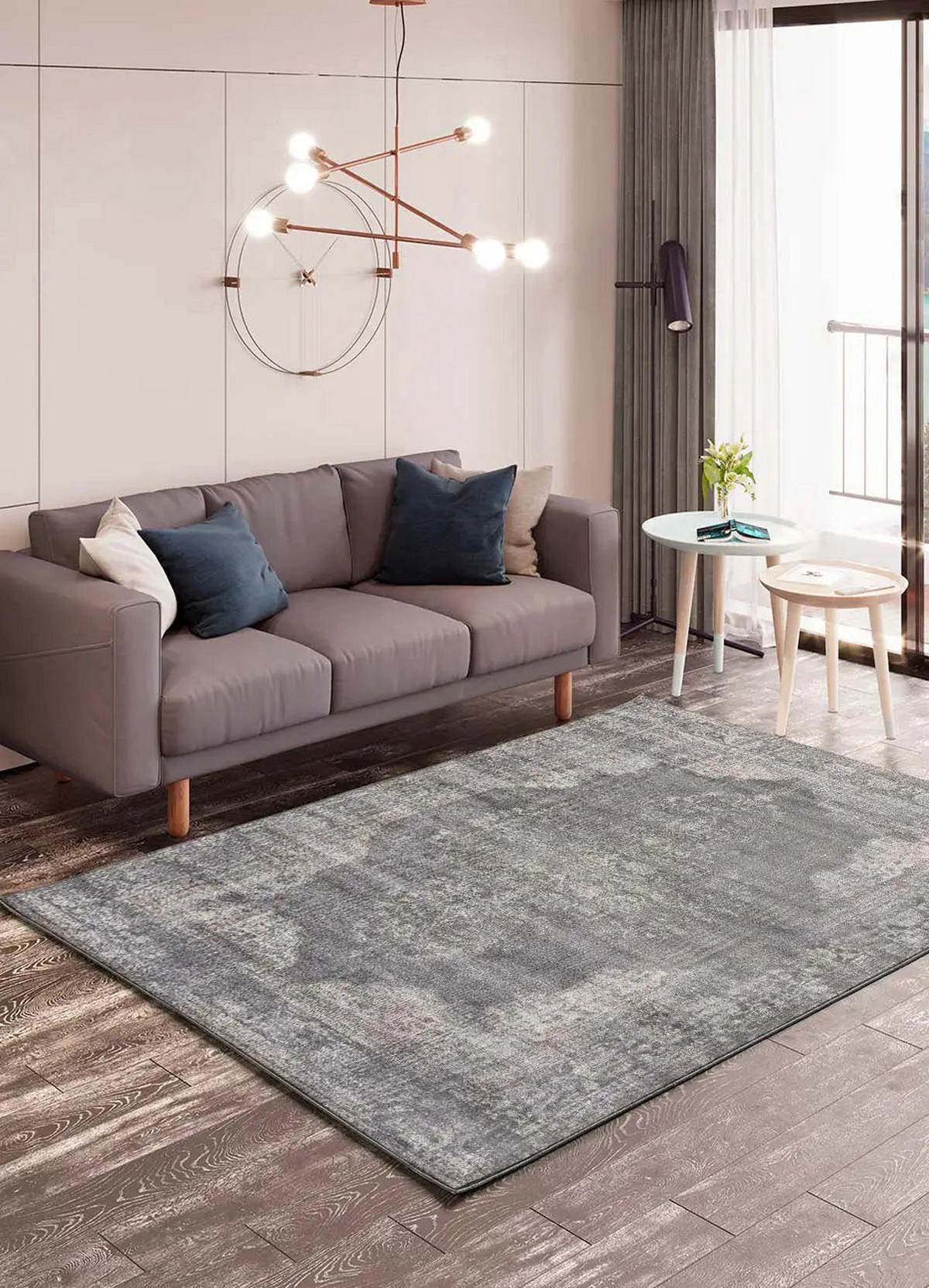 WEBTEPPICH Grau Lara Vintage 160/230 cm - Grau, Textil (160/230cm) - Atticgo