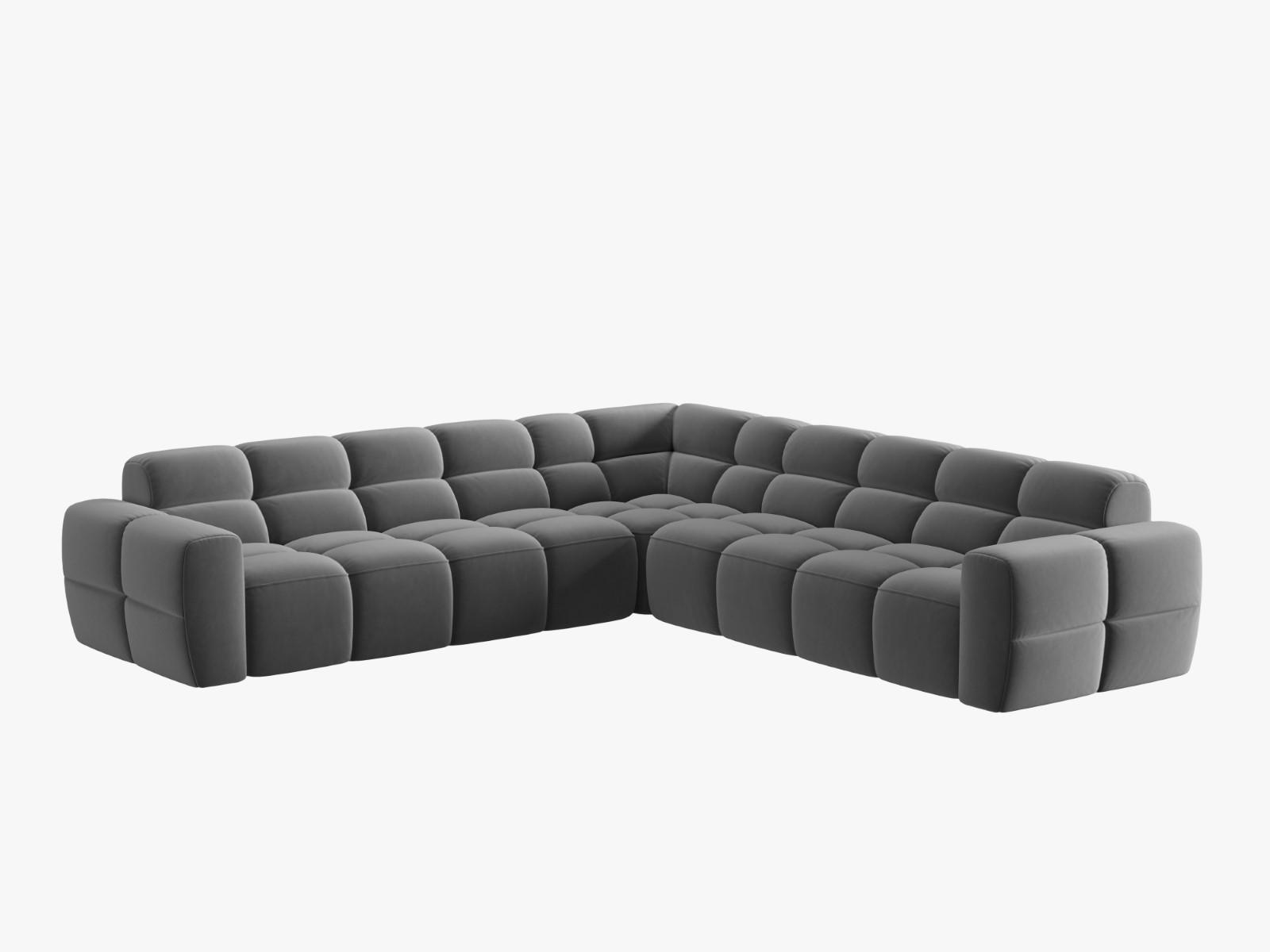 ECKSOFA Lisa aus Samt hellgrau 5 Sitzplätze - Hellgrau, Textil (310/310cm) - Micadoni