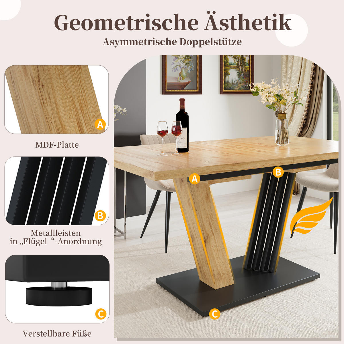 AUSZIEHTISCH Holzoptik 120-160/80/76 cm - Naturfarben, Holz (80/120/76cm) - PANGIVO