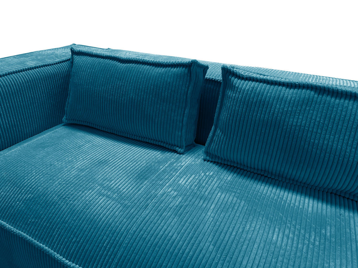 3-SITZER-SOFA Nova Türkis Cord - Türkis/Schwarz, Holz/Kunststoff (230/64/92cm) - S-Style Möbel