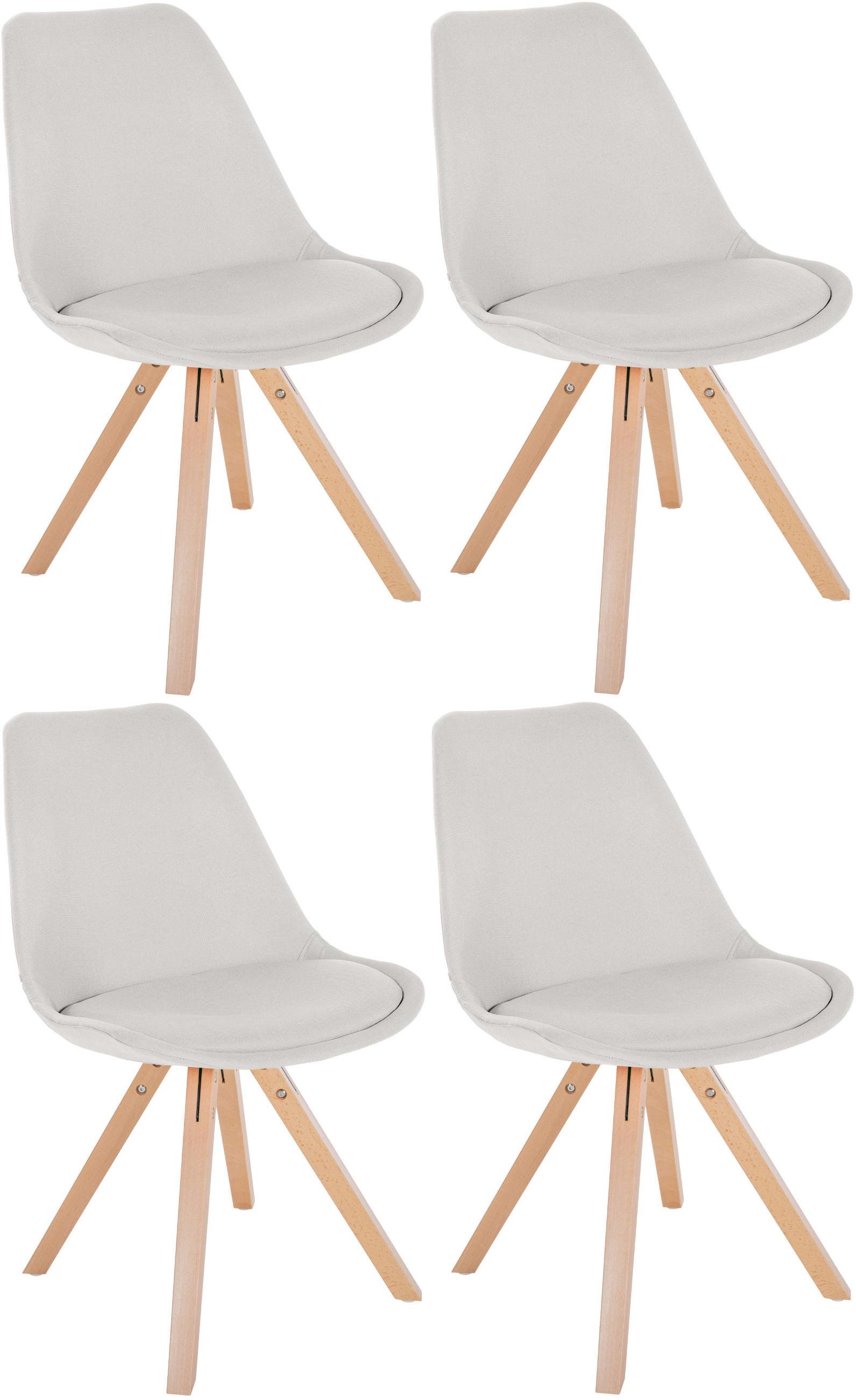 STUHL 4er Set Stoff creme - Creme/Naturfarben, Holz/Textil (48/81/54cm) - CLP