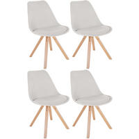 STUHL 4er Set Stoff creme - Creme/Naturfarben, Holz/Textil (48/81/54cm) - CLP
