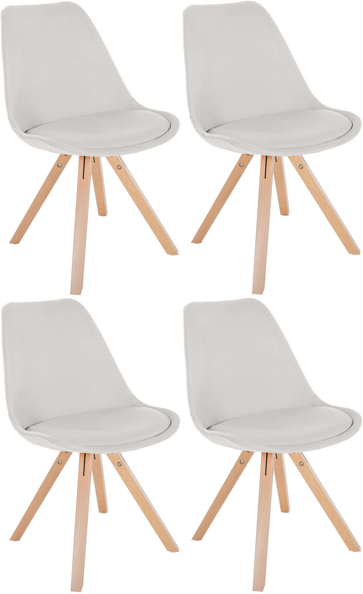 STUHL 4er Set Stoff creme - Creme/Naturfarben, Holz/Textil (48/81/54cm) - CLP